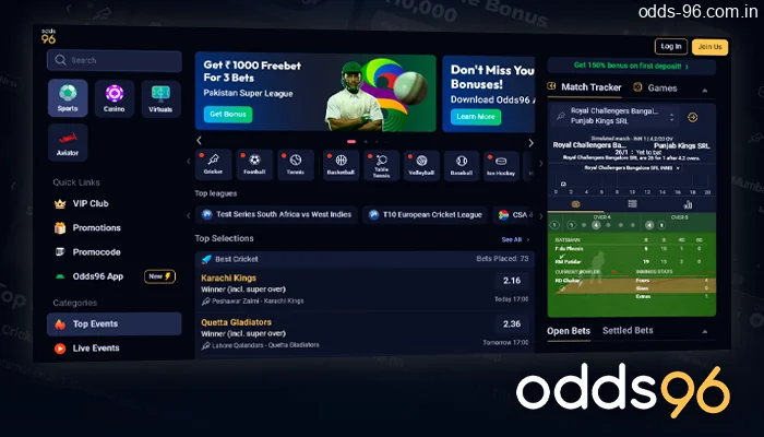 Visit the official page of Odds96 to start playing casino games