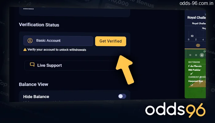 Identity verification by email at Odds96