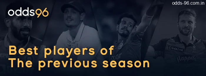 Last season's top IPL players from Odds96 - Jos Buttle, Jasprit Bumrah, Yuzvendra Chahal, Quinton De Kock