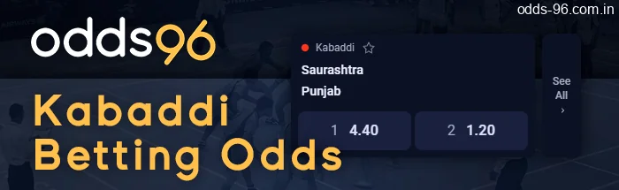 Kabaddi betting odds at Odds96 bookie