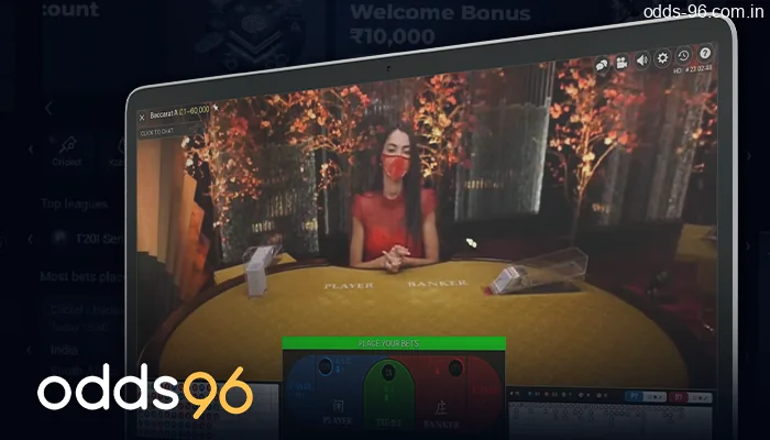 Baccarat with a live dealer at Odds96