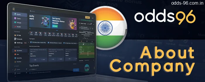 About Odds96 company in the opened laptop