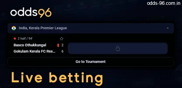 Live betting on sports matches at Odds96