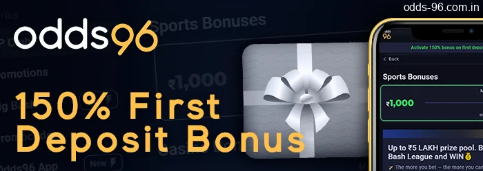 150% 1st deposit bonus for Odds96 app sports