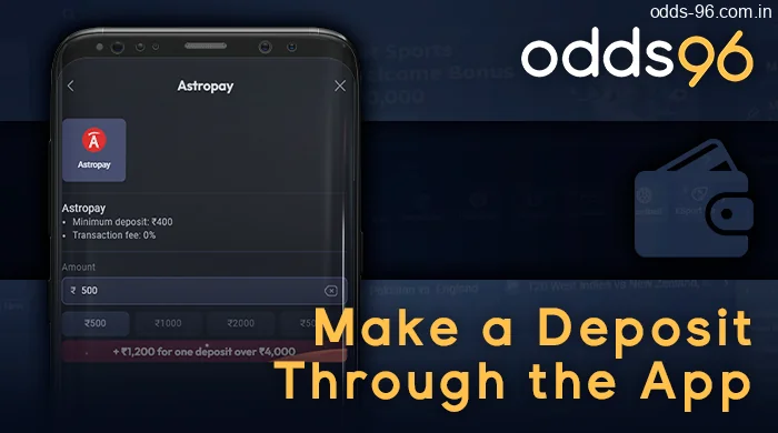 Depositing funds through the Odds96 application on a smartphone: guide