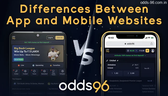 How the Odds96 app differs from the mobile site