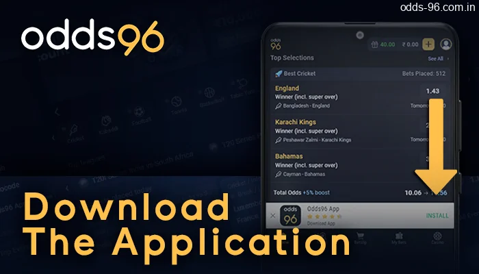 Downloading the Odds96 mobile app on mobile devices