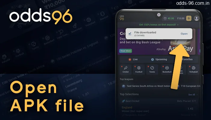 Odds96 APK file to install the application