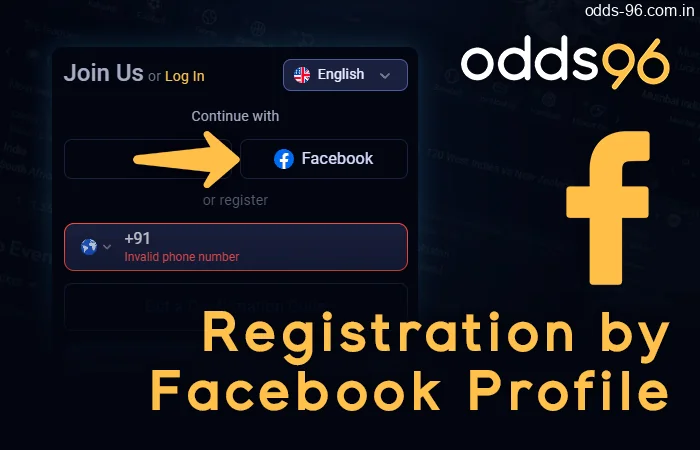 How to start Odds96 Registration by Facebook profile