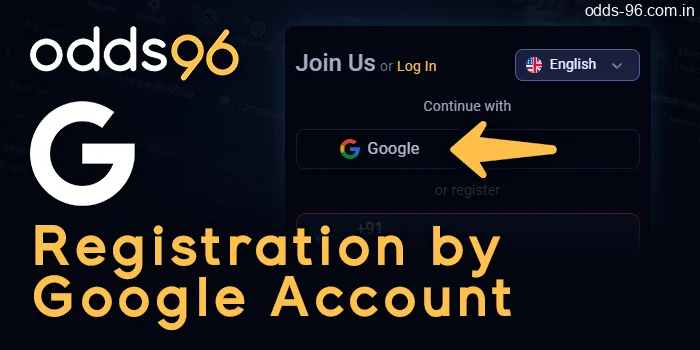 How to start Odds96 Registration by Google Account