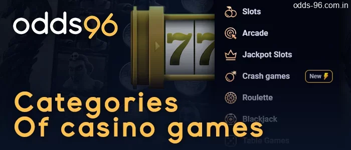 Categories of the Odds96 casino